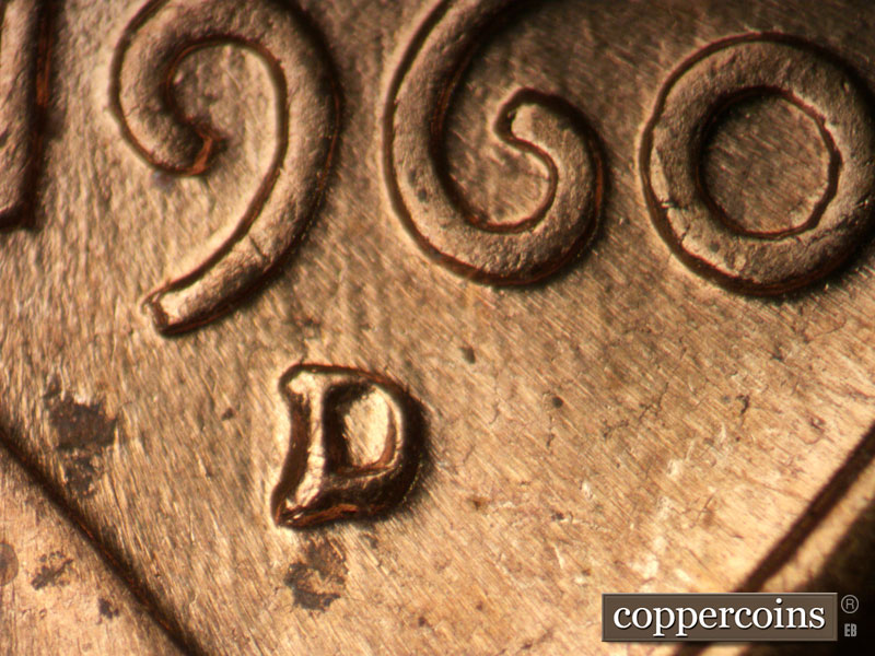 1960 Lincoln cent obverse, CopperCoins die 1960D•1MM•139.