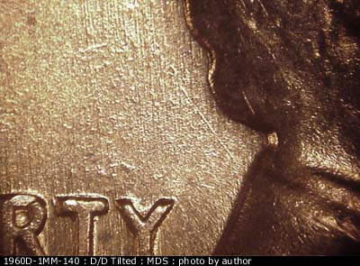 Die-stage B marker on 1960D•1MM•140 (1960 Repunched Mint Mark).