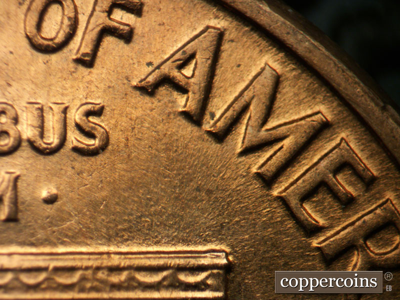 Die-stage B marker on 1960D•1MM•142 (1960 Repunched Mint Mark).