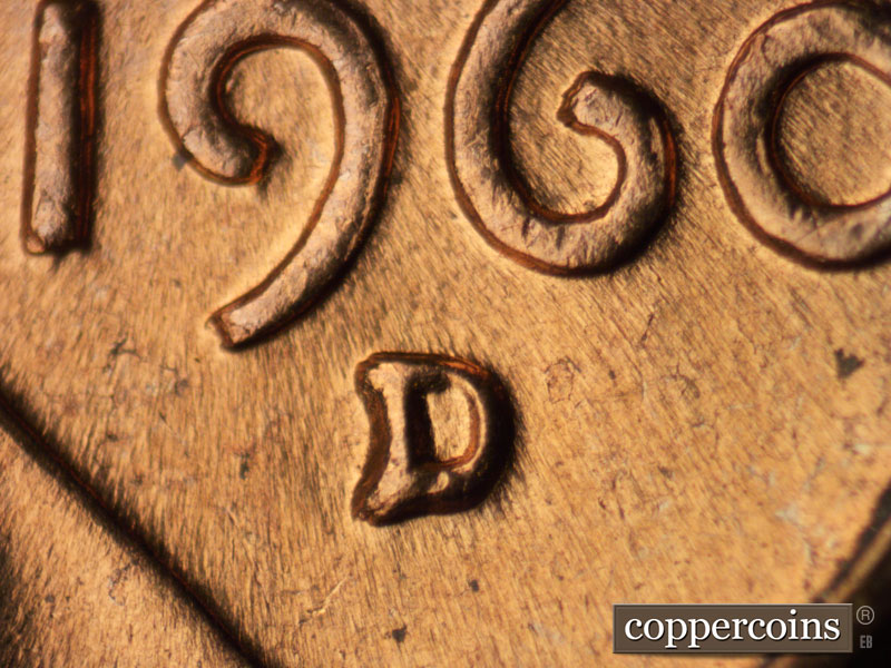 Die-stage C marker on 1960D•1MM•142 (1960 Repunched Mint Mark).