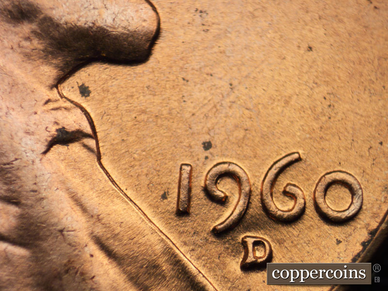 Die-stage C marker on 1960D•1MM•142 (1960 Repunched Mint Mark).