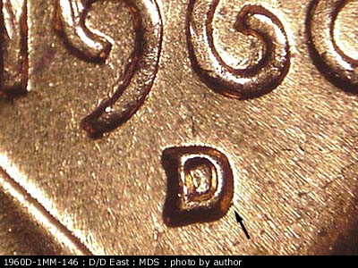 1960 Lincoln cent obverse, CopperCoins die 1960D•1MM•146.