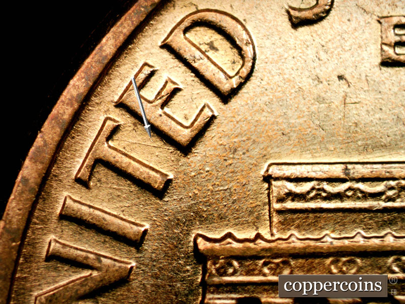 Die-stage B marker on 1960D•1MM•147 (1960 Repunched Mint Mark).