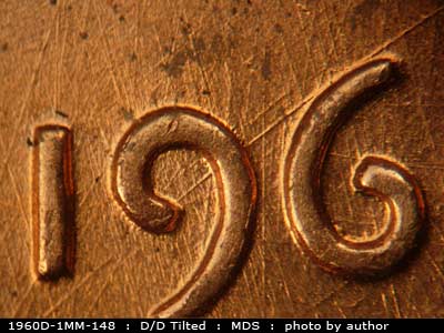 Die-stage B marker on 1960D•1MM•148 (1960 Repunched Mint Mark).