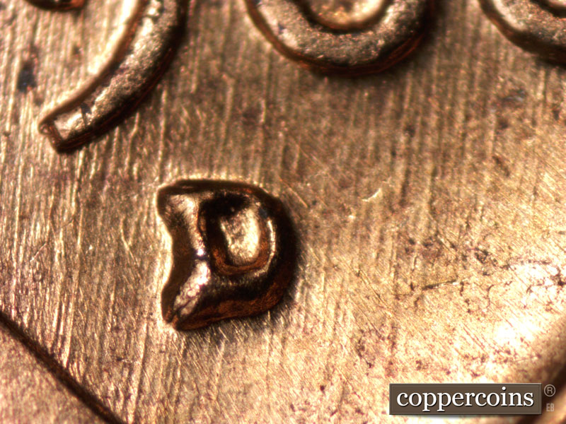 1960 Lincoln cent obverse, CopperCoins die 1960D•1MM•150.