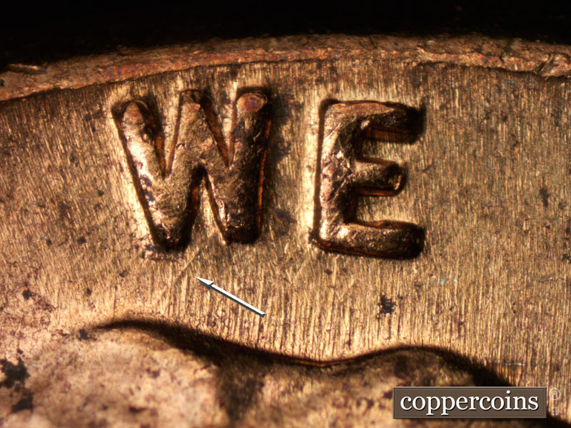 Die-stage B marker on 1960D•1MM•150 (1960 Repunched Mint Mark).