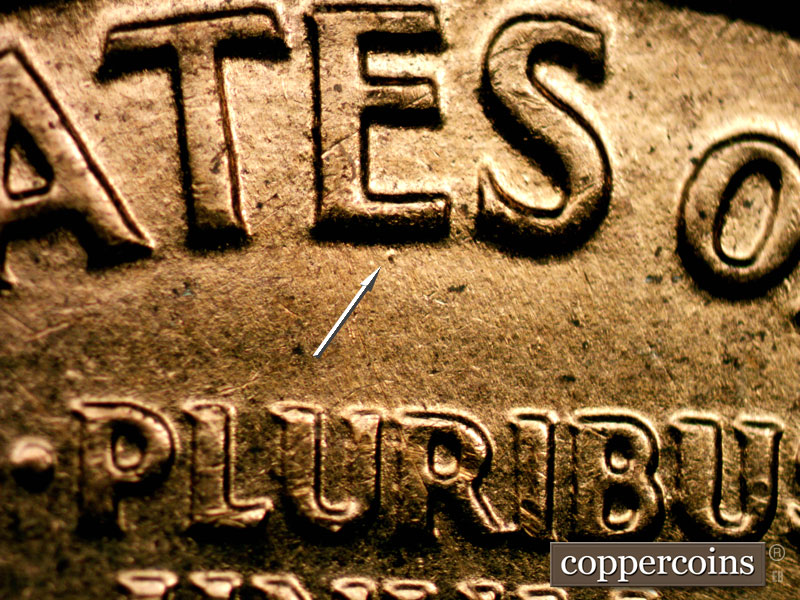 Die-stage B marker on 1960D•1MM•150 (1960 Repunched Mint Mark).