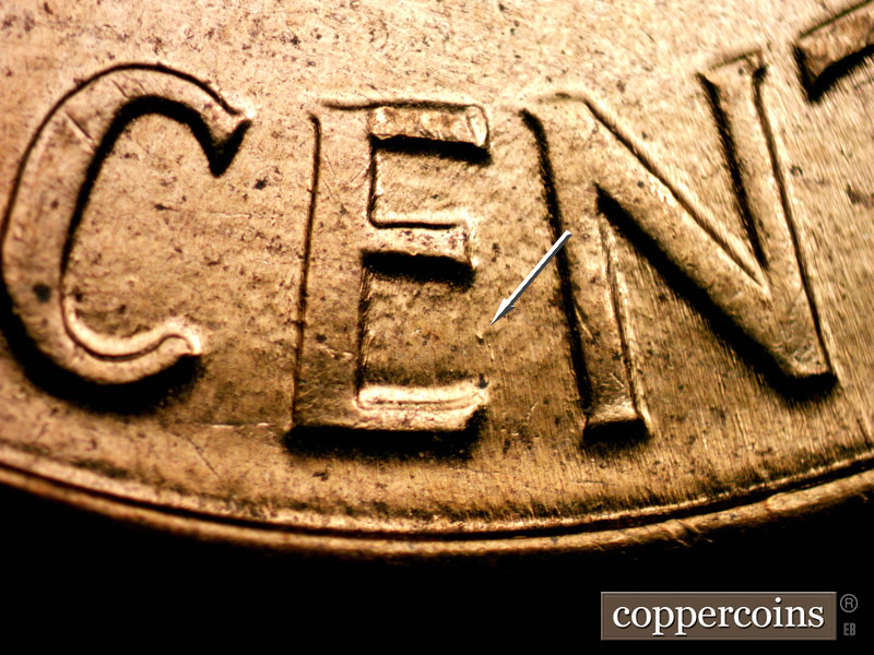 Die-stage B marker on 1960D•1MM•150 (1960 Repunched Mint Mark).