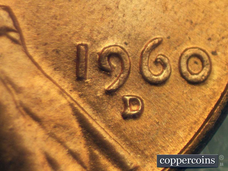 Die-stage A marker on 1960D•1MM•151 (1960 Repunched Mint Mark).