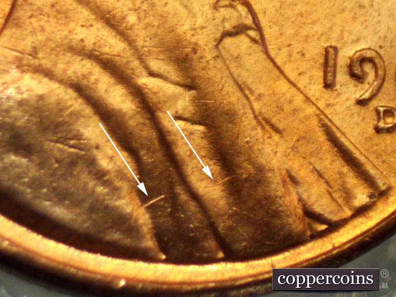 Die-stage A marker on 1960D•1MM•151 (1960 Repunched Mint Mark).