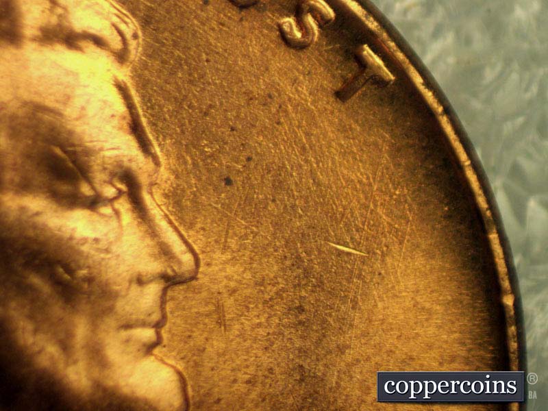 Die-stage A marker on 1960D•1MM•151 (1960 Repunched Mint Mark).