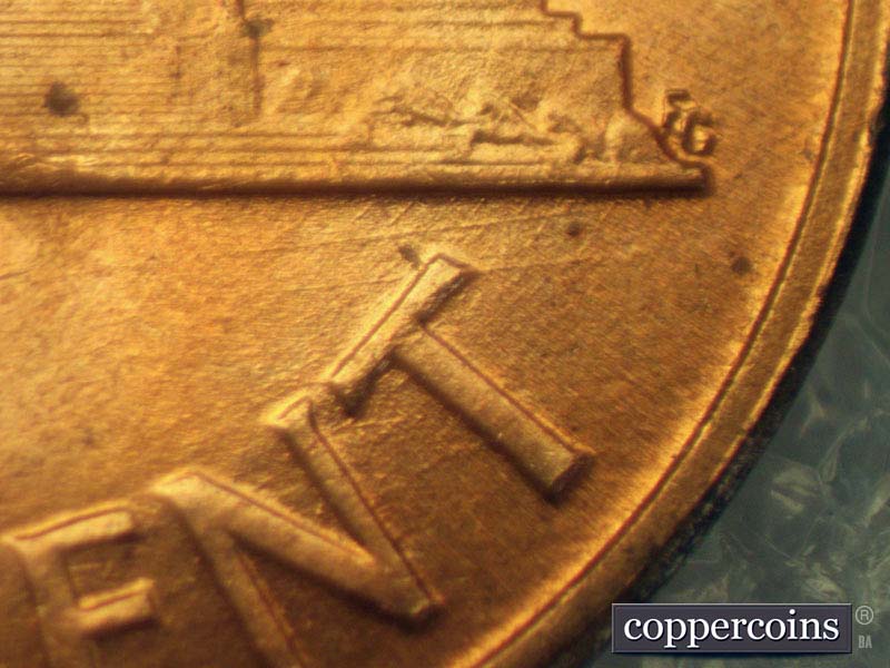 Die-stage A marker on 1960D•1MM•151 (1960 Repunched Mint Mark).