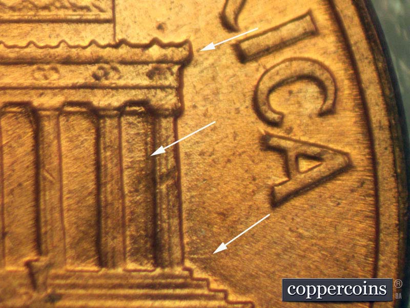 Die-stage A marker on 1960D•1MM•151 (1960 Repunched Mint Mark).