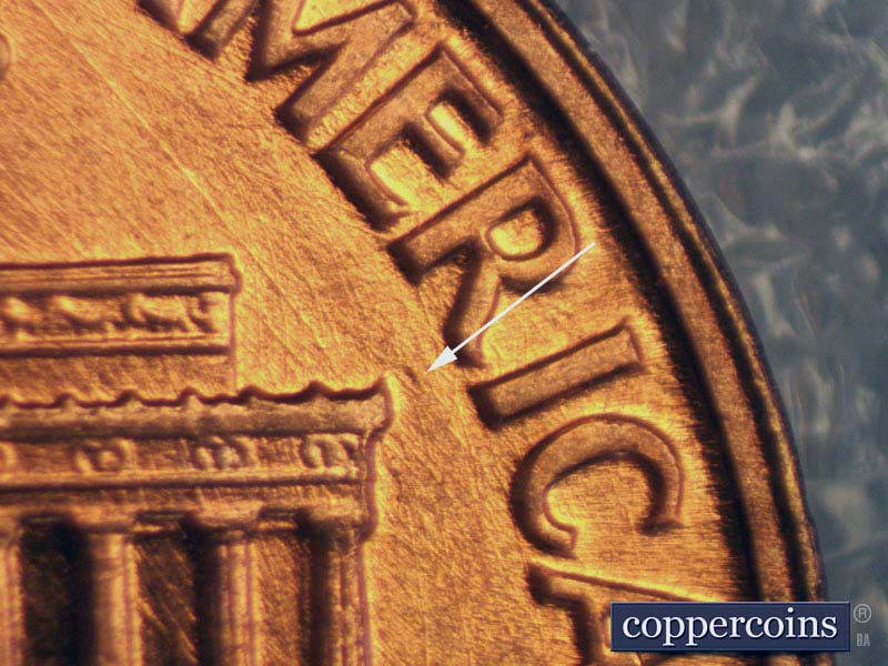 Die-stage B marker on 1960D•1MM•151 (1960 Repunched Mint Mark).