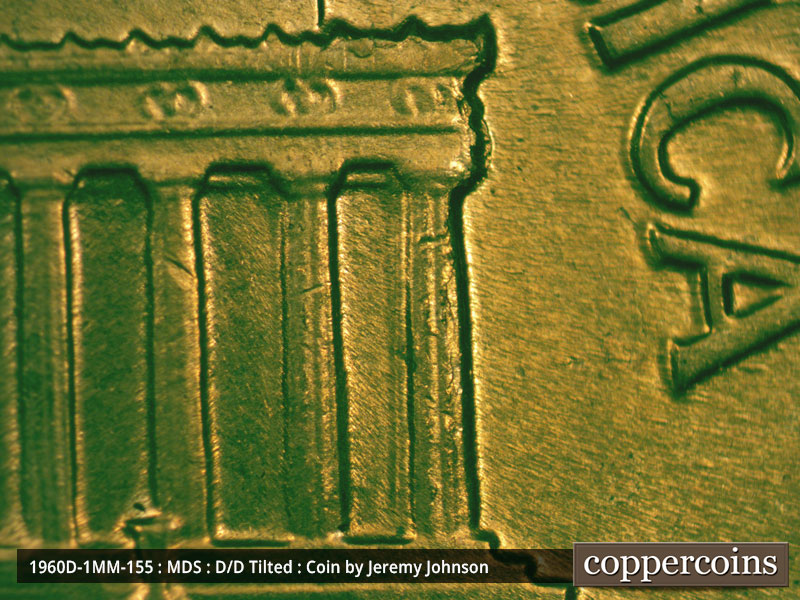 Die-stage B marker on 1960D•1MM•155 (1960 Repunched Mint Mark).