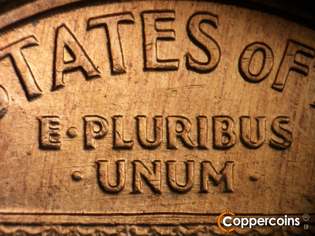 Die-stage C marker on 1960D•1MM•158 showing ENE die scratches through E PLURIBUS UNUM.