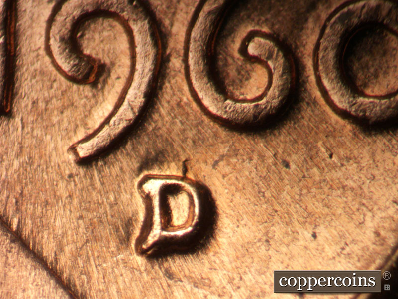 Die-stage C marker on 1960D•1MM•159 (1960 Repunched Mint Mark).