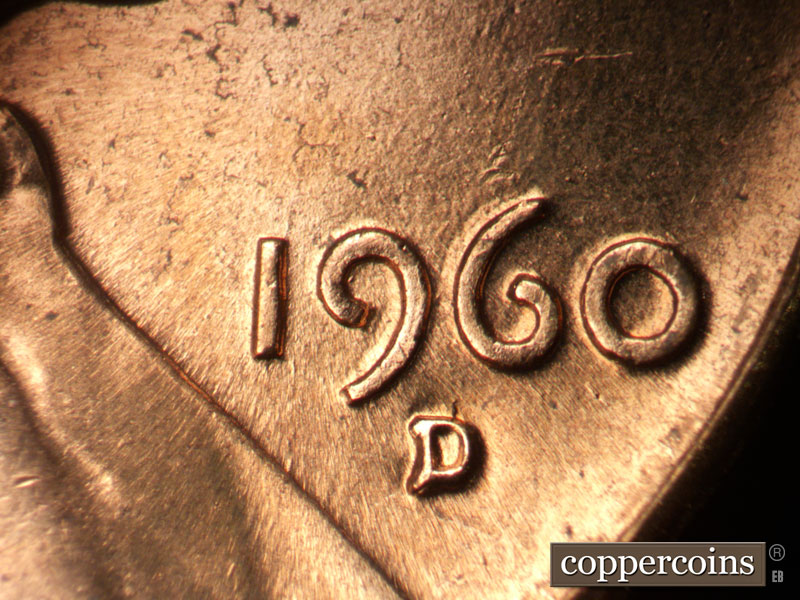 Die-stage C marker on 1960D•1MM•159 (1960 Repunched Mint Mark).