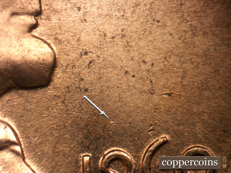 Die-stage C marker on 1960D•1MM•159 (1960 Repunched Mint Mark).