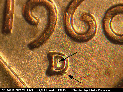 1960 Lincoln cent obverse, CopperCoins die 1960D•1MM•161.