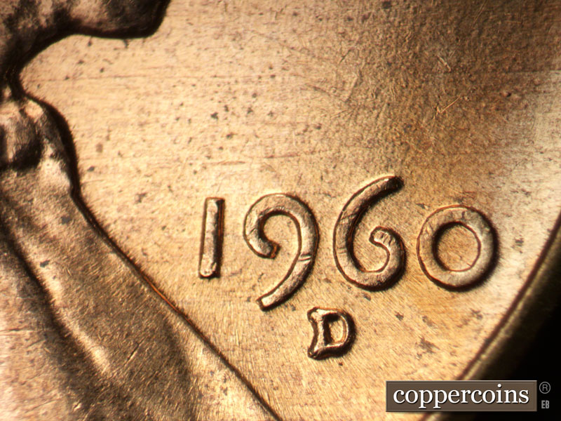 Die-stage B marker on 1960D•1MM•163 (1960 Repunched Mint Mark).