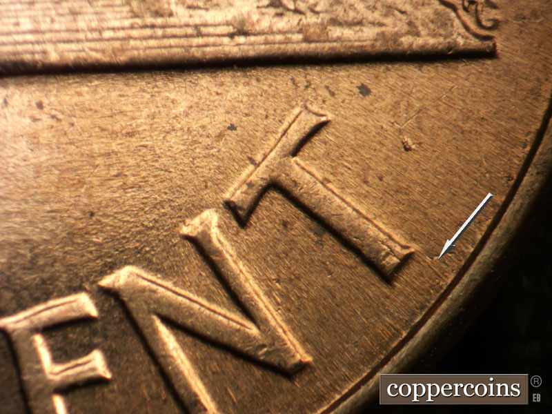 Die-stage B marker on 1960D•1MM•163 (1960 Repunched Mint Mark).