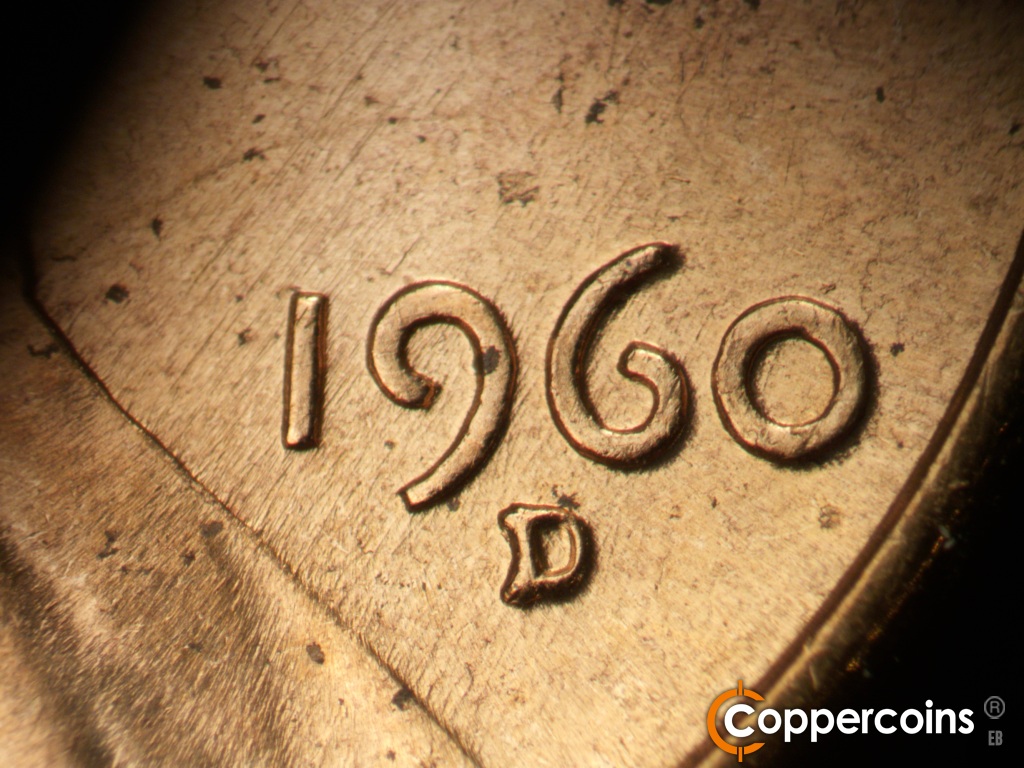 Die-stage A marker on 1960D•1MM•163 showing Date for reference. NE die scratches through date.