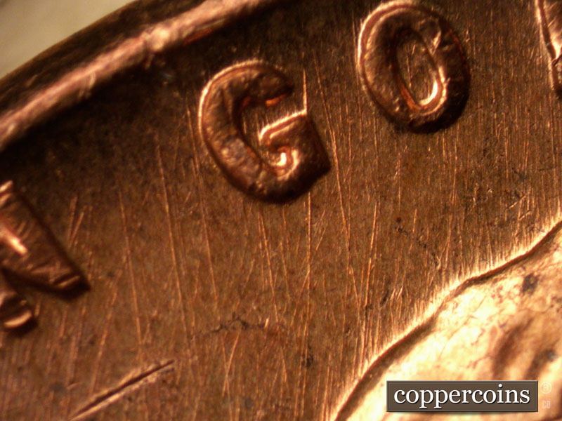 Die-stage A marker on 1960D•1MM•165 (1960 Repunched Mint Mark).