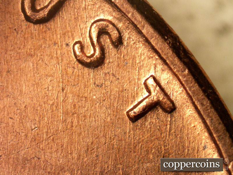 Die-stage A marker on 1960D•1MM•165 (1960 Repunched Mint Mark).