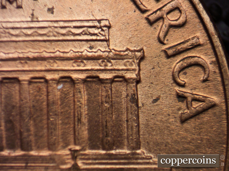 Die-stage A marker on 1960D•1MM•166 (1960 Repunched Mint Mark).