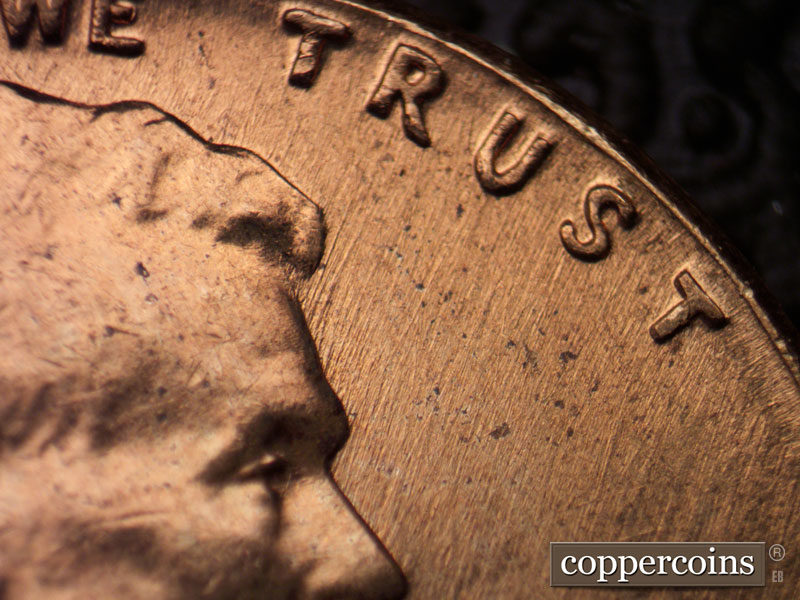 Die-stage B marker on 1960D•1MM•166 (1960 Repunched Mint Mark).
