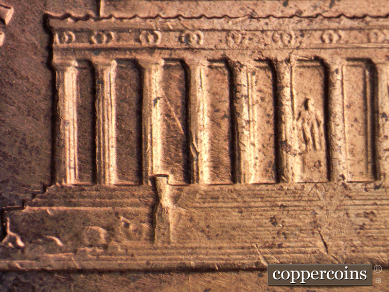Die-stage B marker on 1960D•1MM•166 (1960 Repunched Mint Mark).