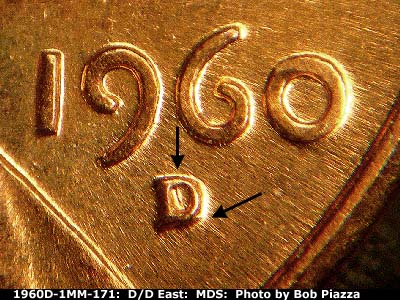 1960 Lincoln cent obverse, CopperCoins die 1960D•1MM•171.