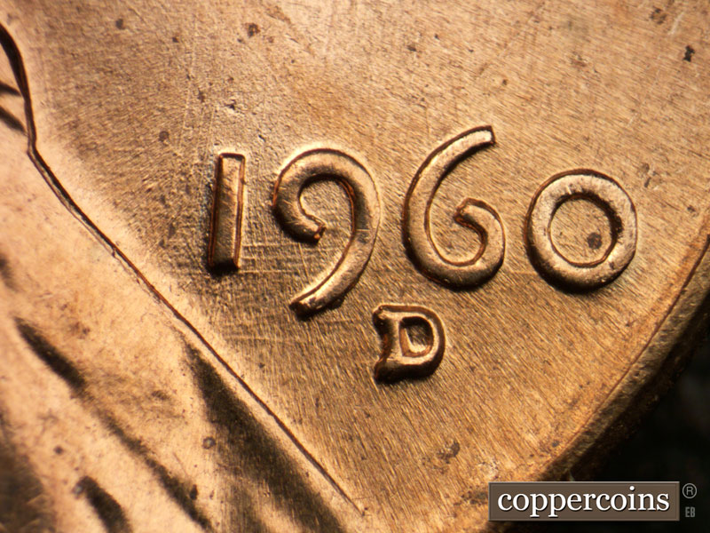 Die-stage A marker on 1960D•1MM•172 (1960 Repunched Mint Mark).