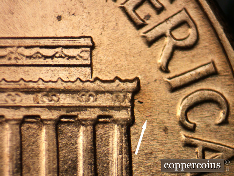 Die-stage A marker on 1960D•1MM•172 (1960 Repunched Mint Mark).
