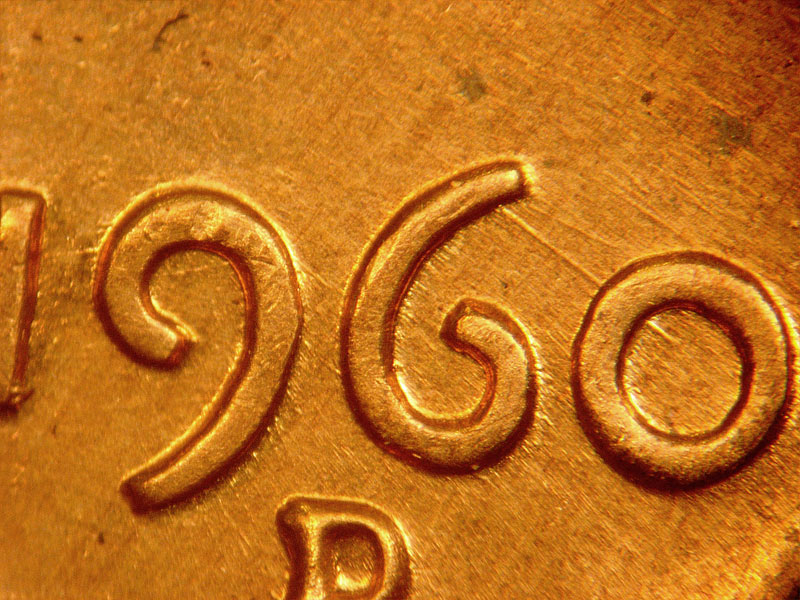 Die-stage B marker on 1960D•1MM•172 (1960 Repunched Mint Mark).