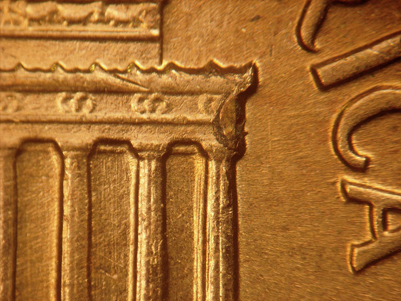 Die-stage B marker on 1960D•1MM•172 (1960 Repunched Mint Mark).