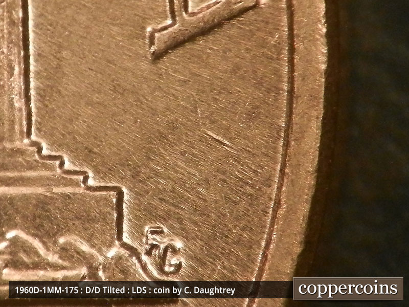 Die-stage C marker on 1960D•1MM•175 (1960 Repunched Mint Mark).
