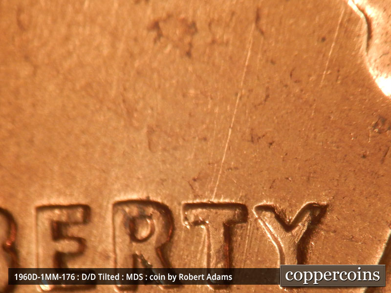 Die-stage B marker on 1960D•1MM•176 (1960 Repunched Mint Mark).