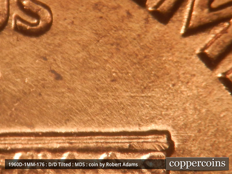 Die-stage B marker on 1960D•1MM•176 (1960 Repunched Mint Mark).