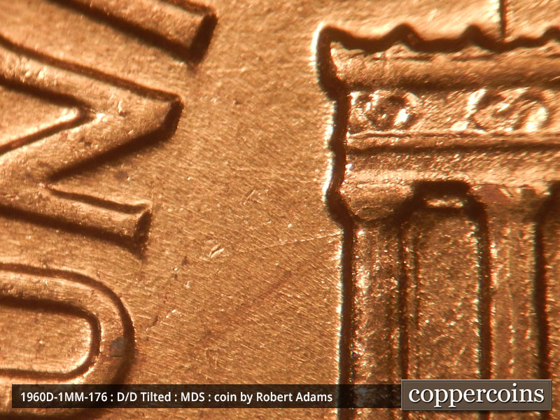 Die-stage B marker on 1960D•1MM•176 (1960 Repunched Mint Mark).