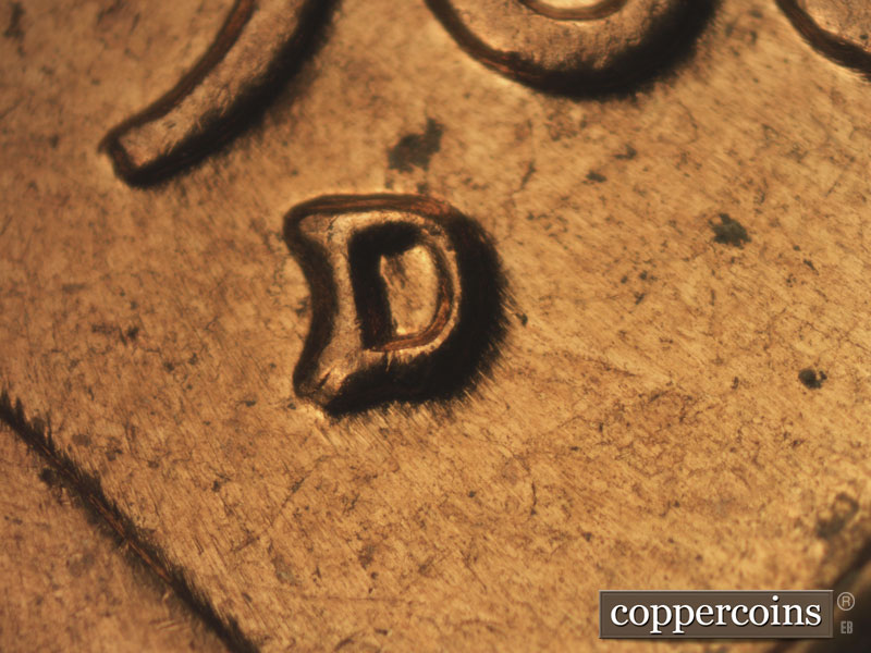 Die-stage C marker on 1960D•1MM•176 (1960 Repunched Mint Mark).