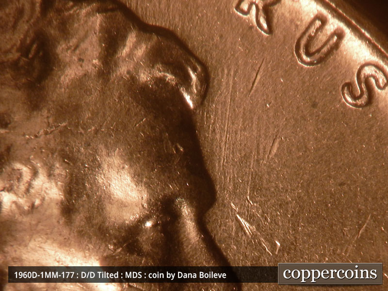 Die-stage B marker on 1960D•1MM•177 (1960 Repunched Mint Mark).