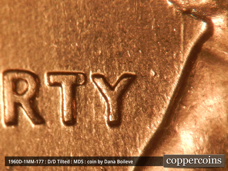 Die-stage B marker on 1960D•1MM•177 (1960 Repunched Mint Mark).