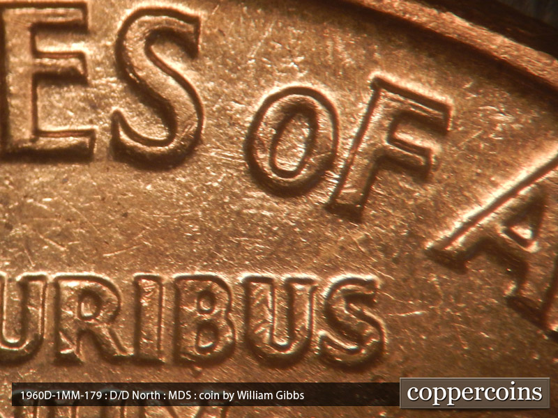 Die-stage B marker on 1960D•1MM•179 (1960 Repunched Mint Mark).
