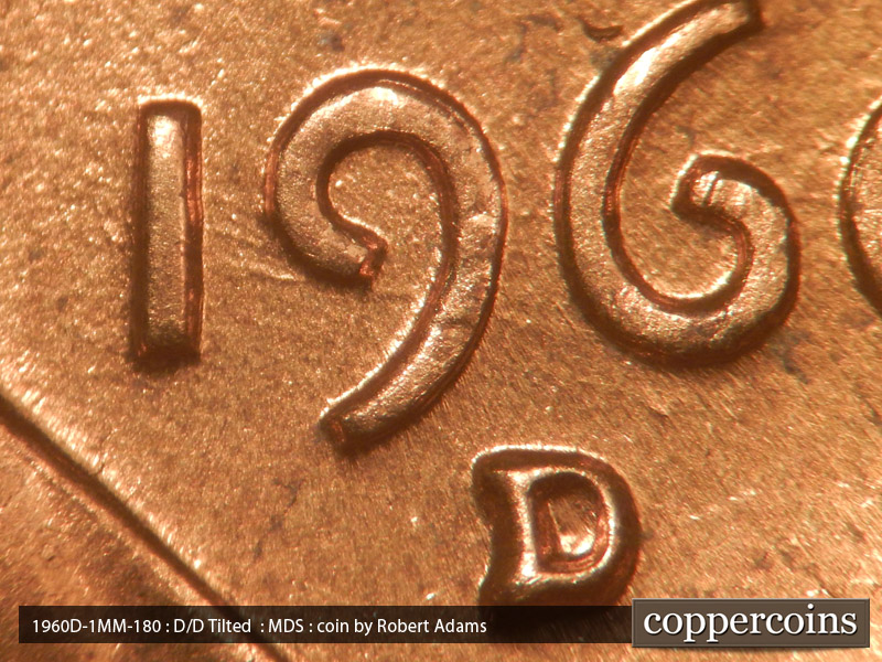 Die-stage B marker on 1960D•1MM•180 (1960 Repunched Mint Mark).