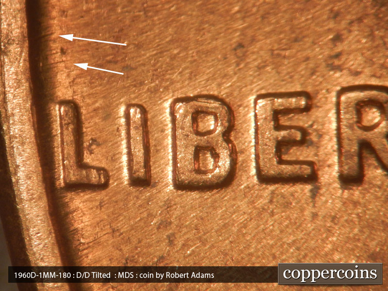 Die-stage B marker on 1960D•1MM•180 (1960 Repunched Mint Mark).