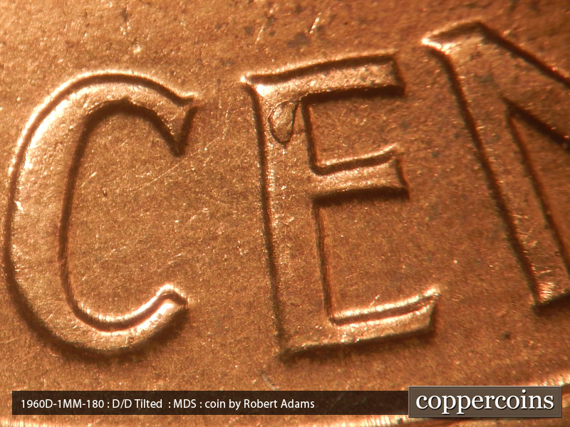 Die-stage B marker on 1960D•1MM•180 (1960 Repunched Mint Mark).