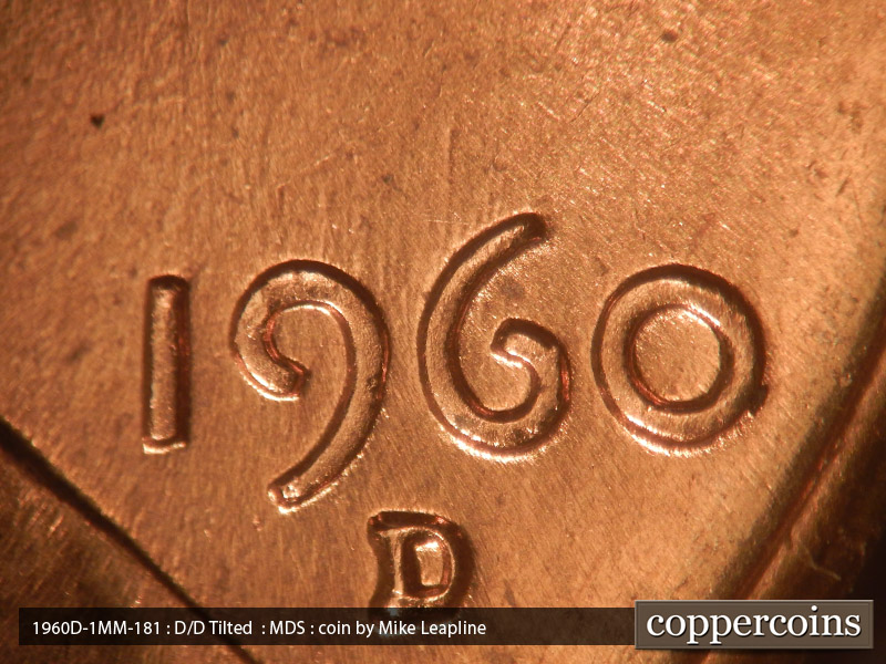 Die-stage B marker on 1960D•1MM•181 (1960 Repunched Mint Mark).