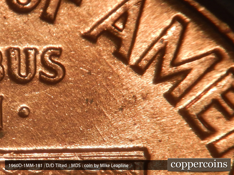 Die-stage B marker on 1960D•1MM•181 (1960 Repunched Mint Mark).